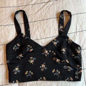 Madewell black floral crop top new with tags